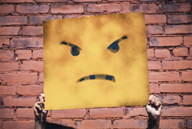 Picture of poster with angry face